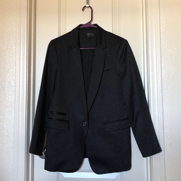 Top Shop Modern Black Blazer with Silver Shimmer - Picture 2 of 6